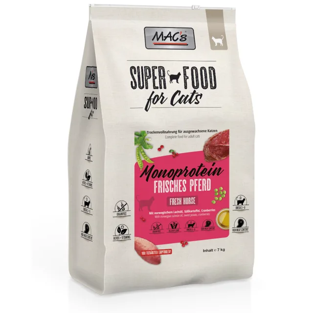 MAC's Superfood for Cats Adult Monoprotein  Kůň - 2 x 1,5 kg