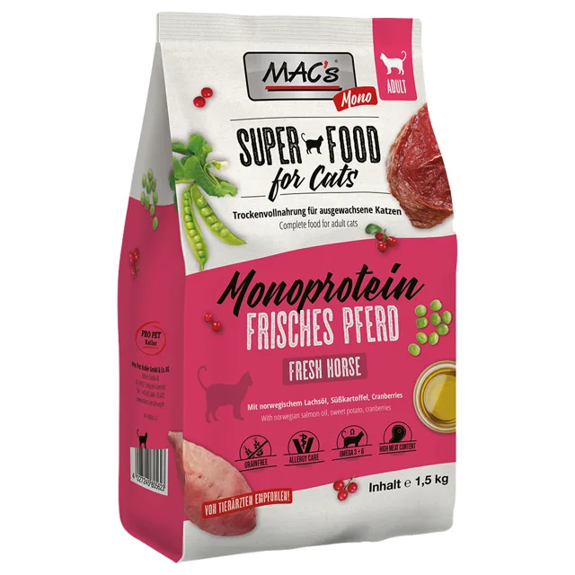 MAC's Superfood for Cats Adult Monoprotein  Kůň - 2 x 7 kg