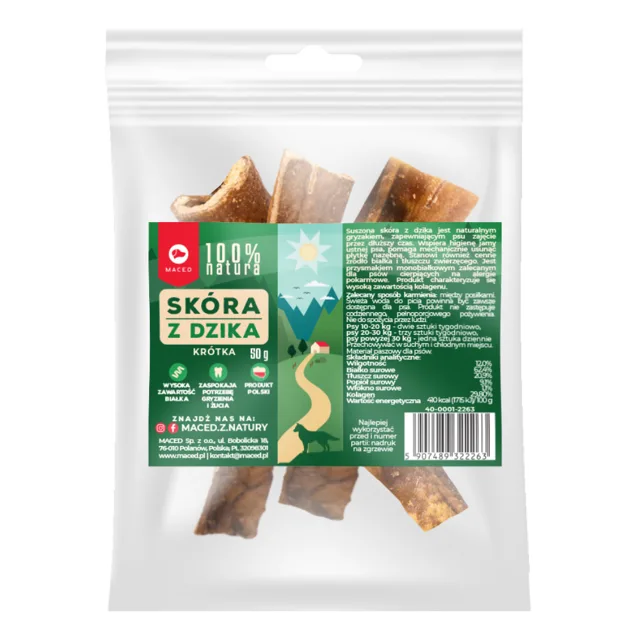 Maced kůže z divočáka - 50 g (cca 6-14 cm)