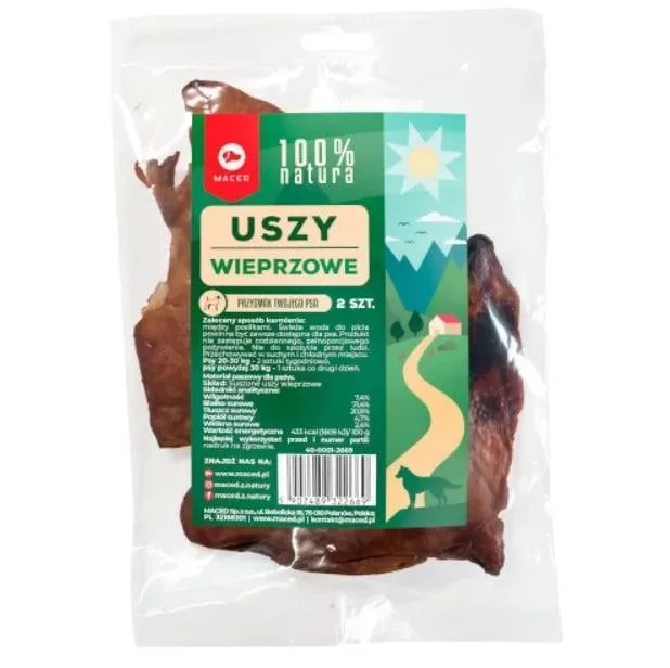 MACED Přírodní sušené vepřové ucho 2 ks