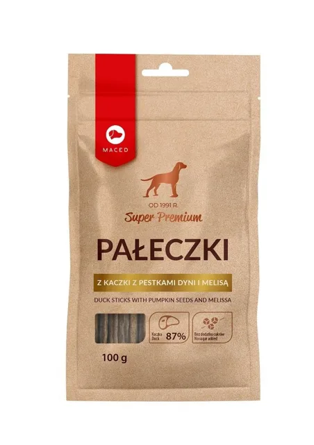 MACED Super Premium Kachní tyčinky s dýňovými semínky a meduňkou 100 g