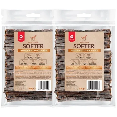 MACED Super Premium Softer Psí pamlsky hovězí s mrkví mini ekonomické balení 2x500 g