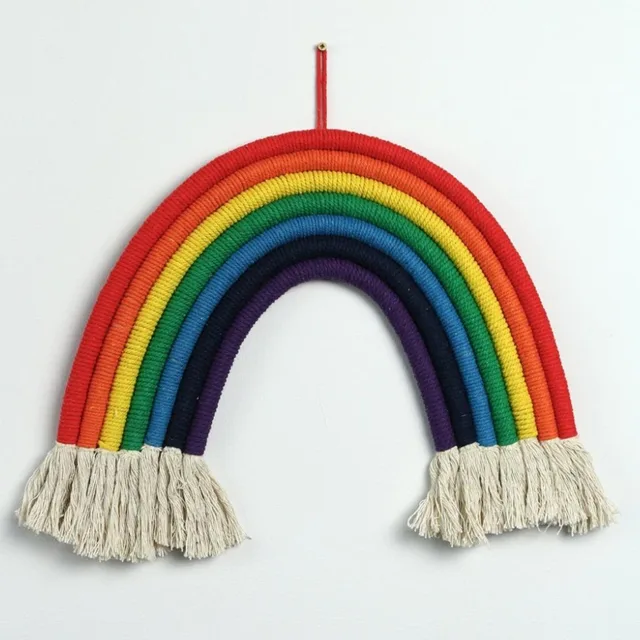 Macramé dekorace na stěnu duha