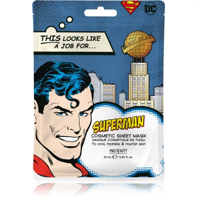 Mad Beauty DC Superman plátýnková maska s kyselinou hyaluronovou 25 ml