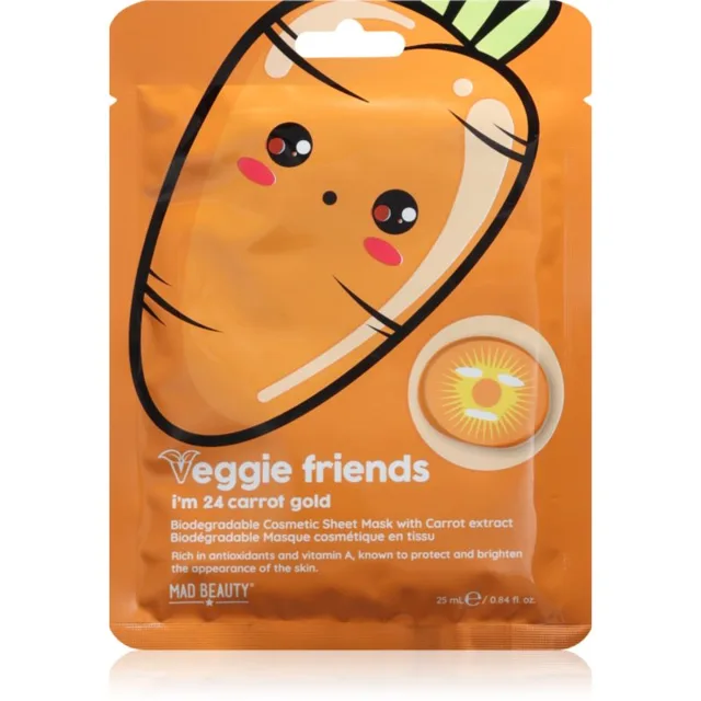 Mad Beauty Veggie Friends Carrot plátýnková maska s rozjasňujícím efektem 25 ml