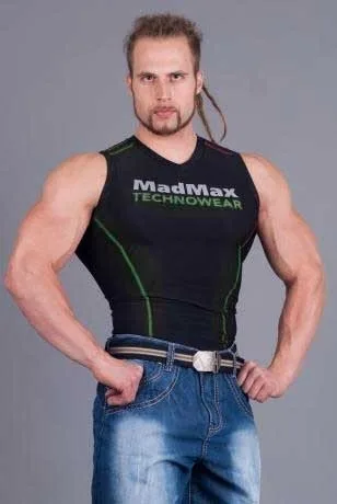 MADMAX Kompresní triko bez rukávů, S, černo-zelená
