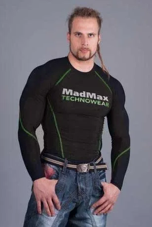 MADMAX Kompresní triko s dlouhým rukávem, L, černo-zelená