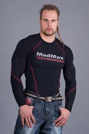 MADMAX Kompresní triko s dlouhým rukávem, XXL, černo-červená