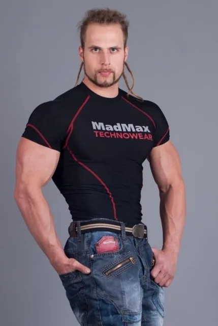 MADMAX Kompresní triko s krátkým rukávem, M, černo-červená