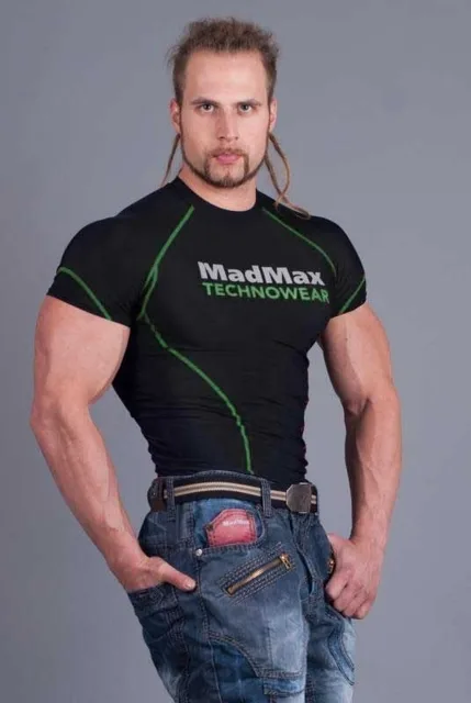MADMAX Kompresní triko s krátkým rukávem, S, černo-zelená