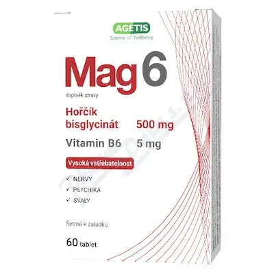Mag6 Hořčík bisglycinát B6 60 tablet Agetis