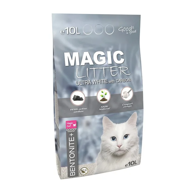 MAGIC CAT Kočkolit magic bentonite ultra white with carbon 10 litrů