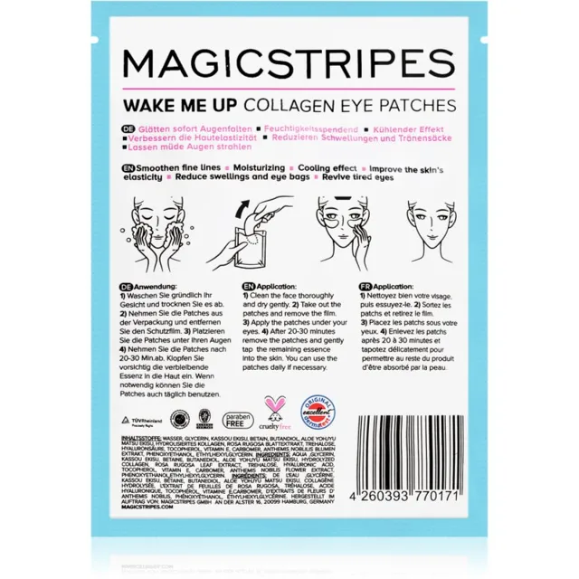 MAGICSTRIPES Wake Me Up Collagen Eye Patches kolagenová maska na oční okolí proti známkám únavy 1 ks