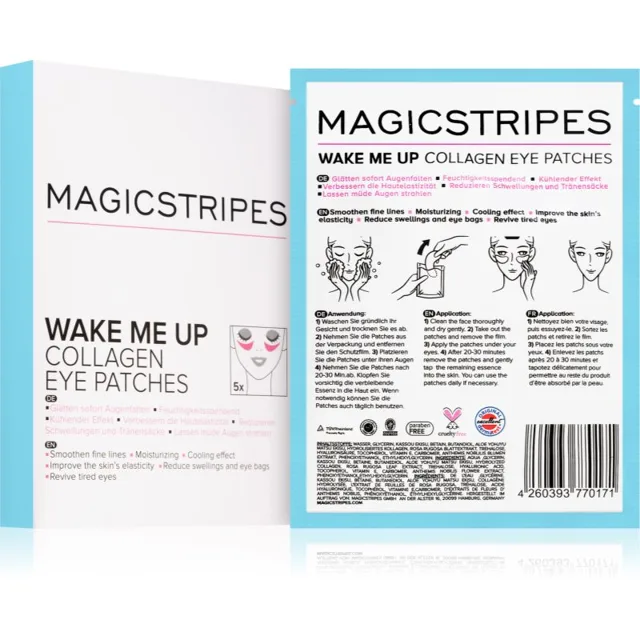 MAGICSTRIPES Wake Me Up Collagen Eye Patches kolagenová maska na oční okolí proti známkám únavy 5 ks
