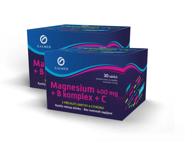 Magnesium 400mg+B-komplex+Vit.C galmed 2x30 sáčků