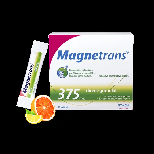 Magnetrans Direct 375 mg, magnesium, rychlé doplnění hořčíku 20 tyčinek granulátu