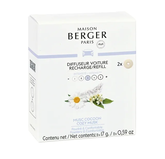 Maison Berger Paris Náhradní náplň do difuzéru do auta Cozy Musk (Car Diffuser Recharge/Refill) 2 ks
