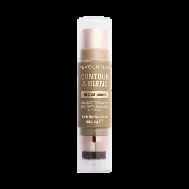 Makeup Revolution Konturovací tyčinka se štětcem Contour & Blend Medium