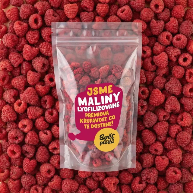 Maliny lyofilizované celé váha 500g
