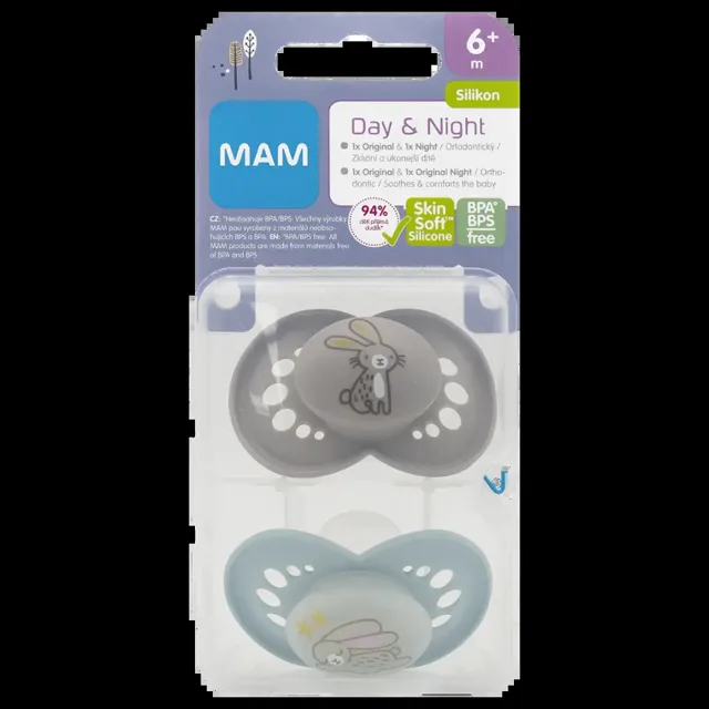 MAM Dudlík Day & Night modrý, 6m+, různé druhy 2 ks