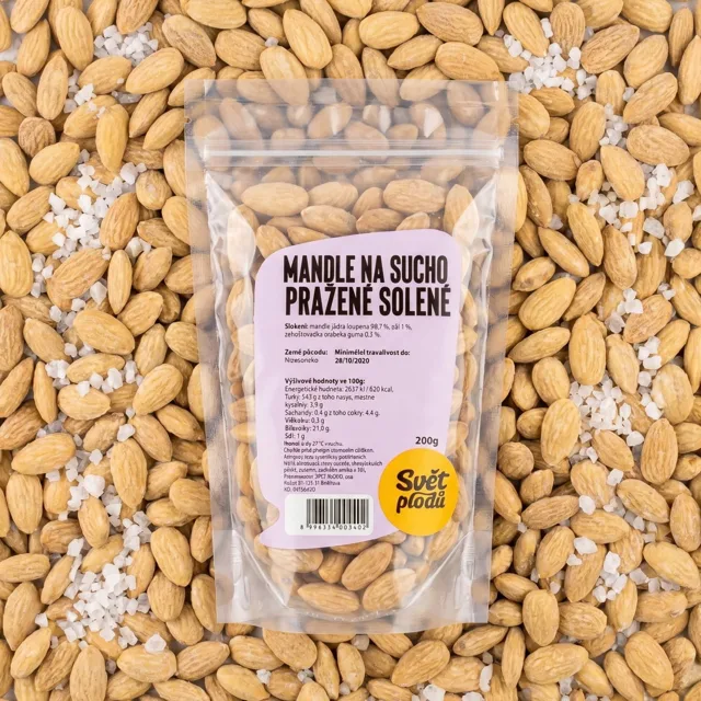Mandle na sucho pražené solené váha 200g