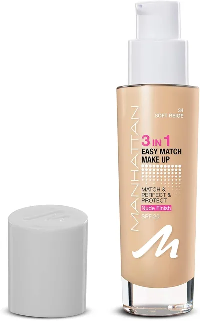Manhattan 3 in 1 Easy Match Make Up – Fb. 34 jemná béžová SPF 20 30 ml