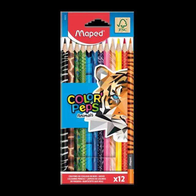 Maped Barevné pastelky trojhranné Animal 12 ks