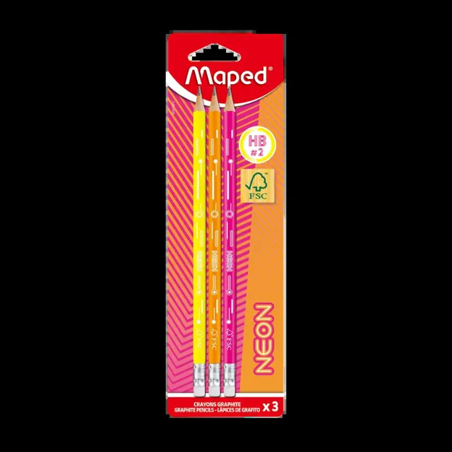 Maped Tužky s gumou HB Neon 3 ks