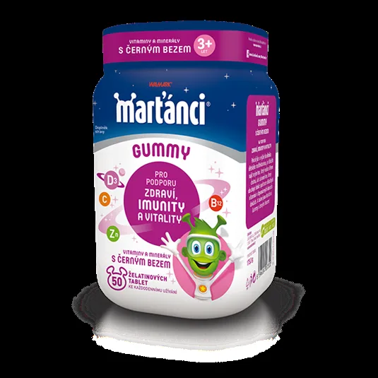 Marťánci Gummy černý bez, vitaminy pro podporu imunity pro děti 50 tablet