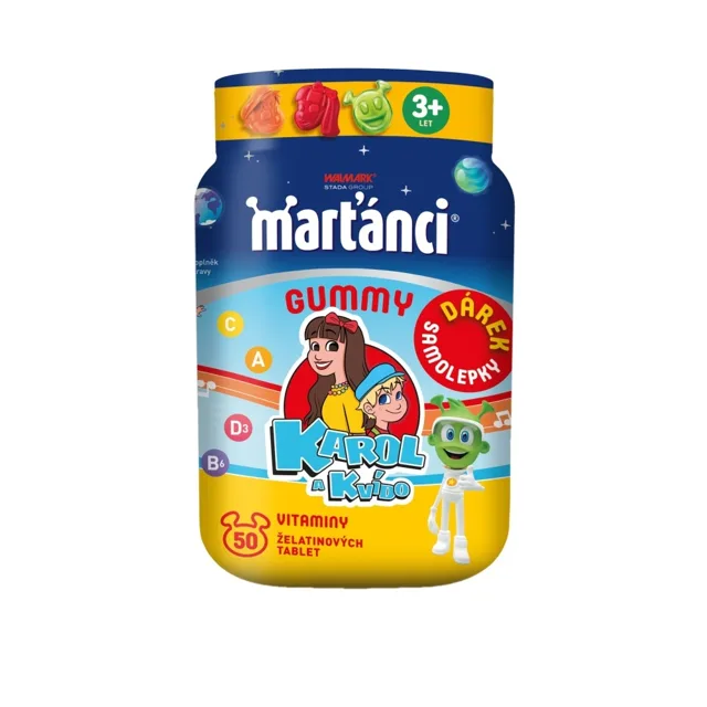 Marťánci Gummy Karol a Kvído se samolepkami 50 želé tablet