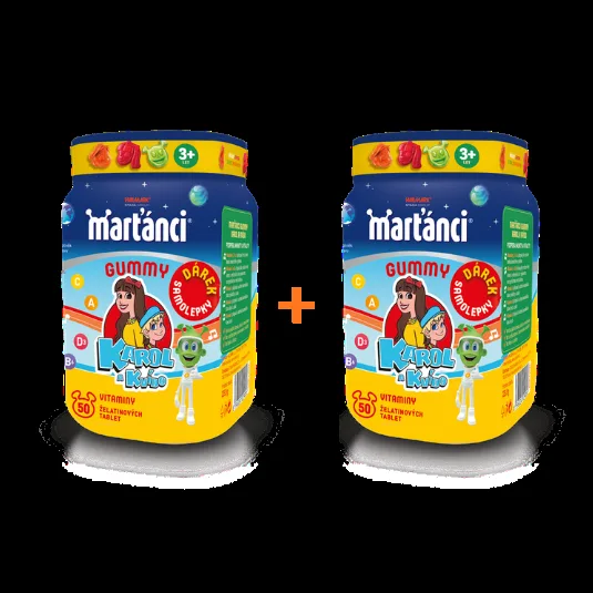 Marťánci Gummy Karol a Kvído se SAMOLEPKAMI Dvojbalení 50 + 50 želatinových tablet