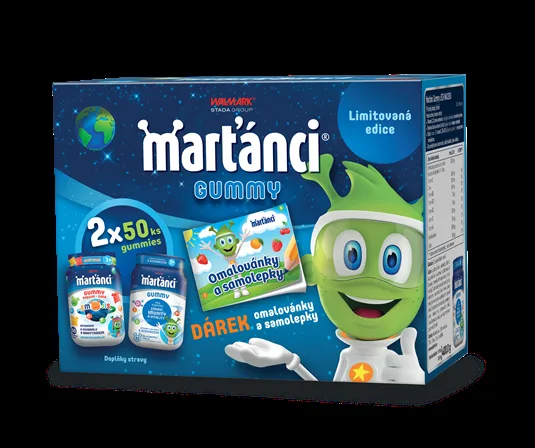 MARŤÁNCI MULTIVITAMINY + DÁREK OMALOVÁNKY a SAMOLEPKY limitovaná edice 50 + 50 želatinových tablet