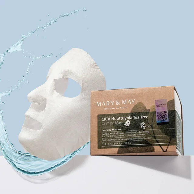 MARY AND MAY Mary & May - Cica Houttuynia cordata Tea Tree Calming Mask Pack - Zklidňující plátýnková maska s cicou a tea tree pro citlivou pleť - 30ks