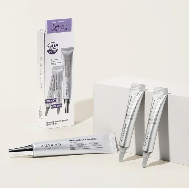 MARY AND MAY Mary&May - Glutathione Eye Cream Special Set - Speciální dárková sada s glutathionovým očním krémem - 30g + 2x12g