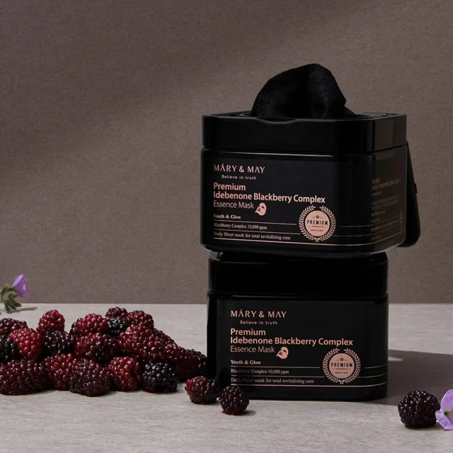 MARY AND MAY Mary & May - Premium Idebenon Blackberry Complex Ampoule Mask - Plátýnková maska s komplexními účinky - 250 g