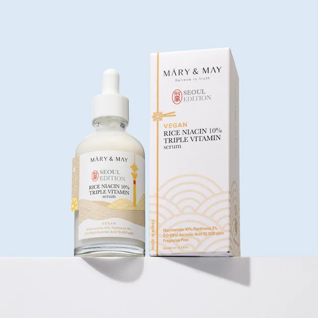 MARY AND MAY Mary & May - Rice Niacin 10% Triple Vitamin Serum Seoul Edition - Rýžové sérum s 10% niacinamidem a trojitým vitamínovým komplexem - 80 ml