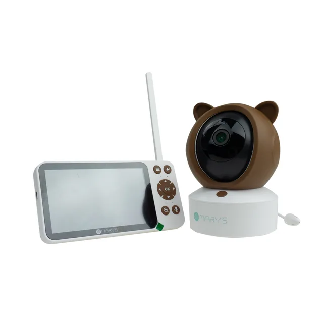 MARY’S Dětská chůvička 2v1 s kamerou a LCD displejem, s WiFi / TUYA - medvídek, hnědá