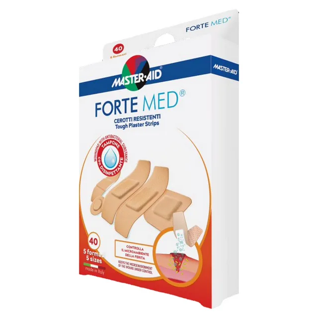 MASTER AID Forte med náplasti pevné voděodolné 5 velikostí 40 ks