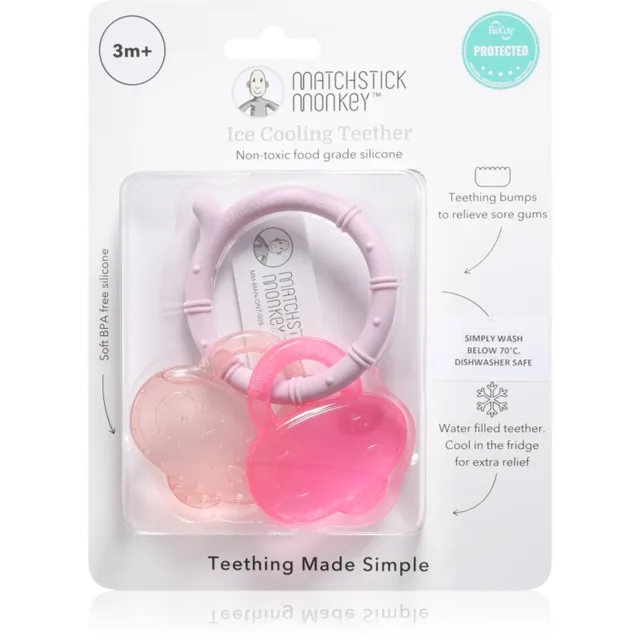 Matchstick Monkey Cooling Teether kousátko s chladivým účinkem Pink/ Dusty Pink 3m+ 1 ks
