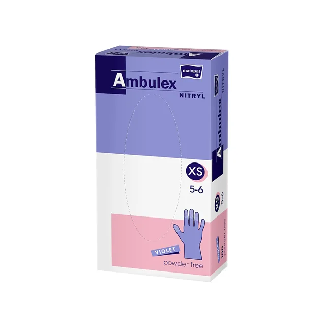 MATOPAT Ambulex nepudrované nitrilové rukavice violet XS 100 kusů