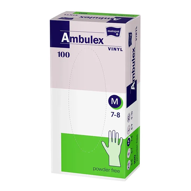 MATOPAT Ambulex Vinyl rukavice vinylové nepudrované M 100 kusů