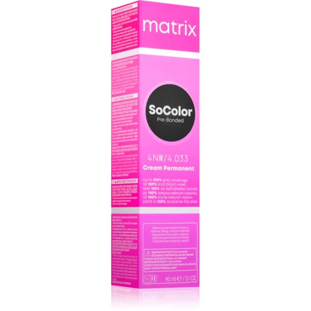 Matrix SoColor Pre-Bonded permanentní barva na vlasy pro zakrytí šedin odstín 4NW 90 ml