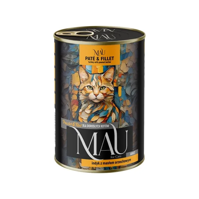 MAU Krůtí paštika a filet s arašídovým máslem 400 g mokré krmivo pro kočky
