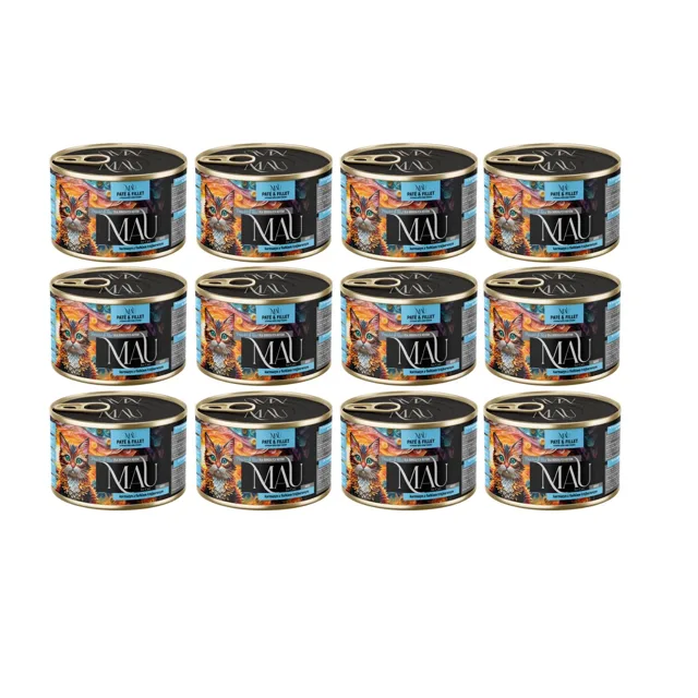MAU Paštika a Filet Karmazín s trojbarevnou fialkou 12x185 g krmivo pro kočky