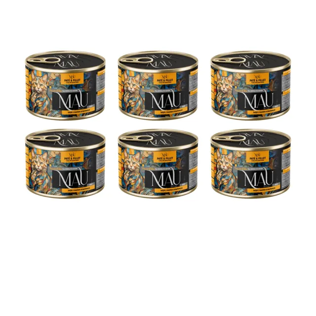 MAU Paštika a Filet Krůta s arašídovým máslem 6x185 g krmivo pro kočky
