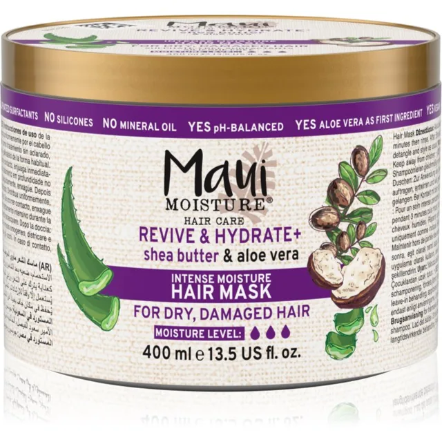 Maui Moisture Revive & Hydrate + Shea Butter & Aloe Vera hydratační a vyživující maska na vlasy 400 ml