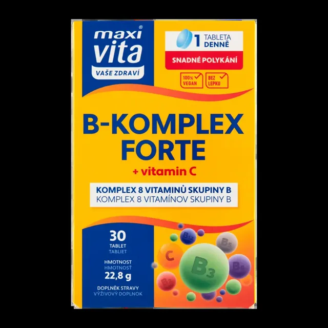 Maxi Vita B-komplex Forte + vitamin C, doplněk stravy 30 ks