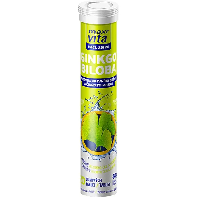 Maxi Vita Exclusive Ginkgo biloba šumivé tablety pro podporu paměti a koncentrace 20 tbl