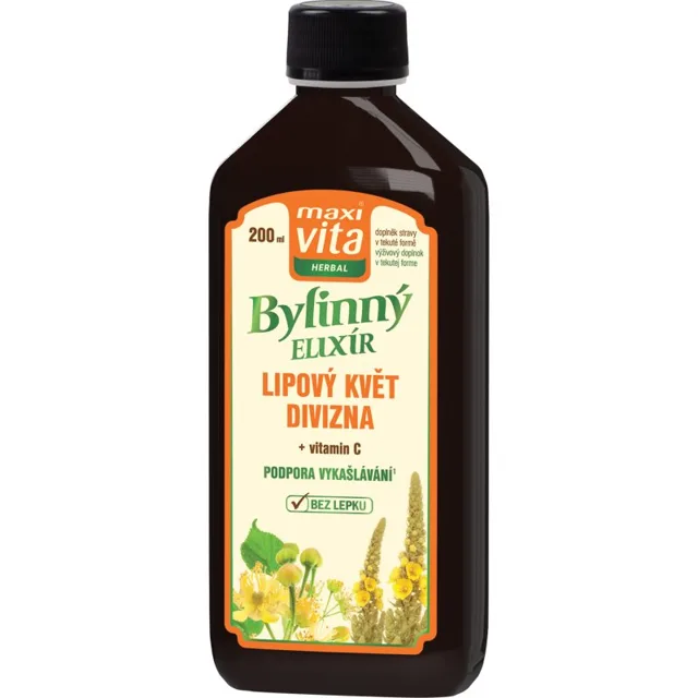 Maxi Vita Herbal Lipový květ + divizna bylinný elixír při kašli a nachlazení 200 ml