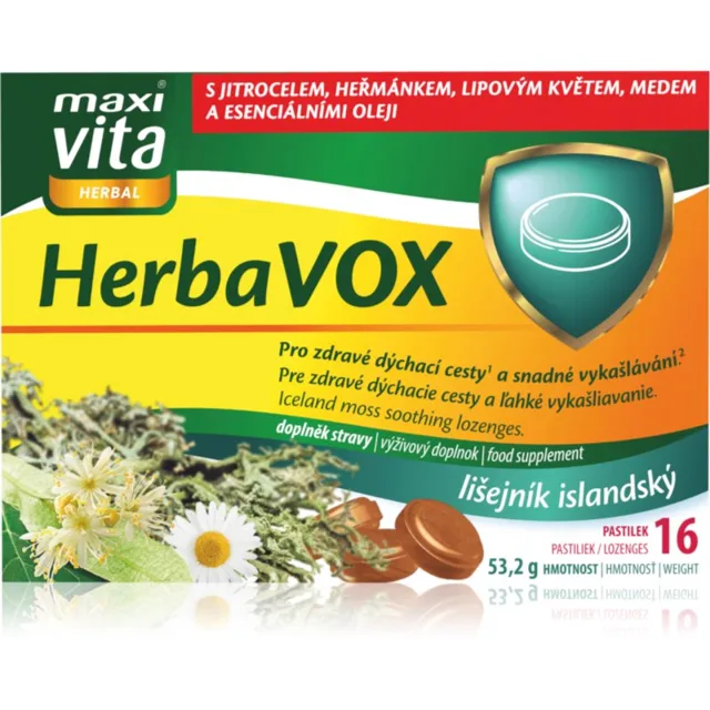 Maxi Vita Herbal SeptAngin Lišejník islandský pastilky při bolestech v krku 16 ks